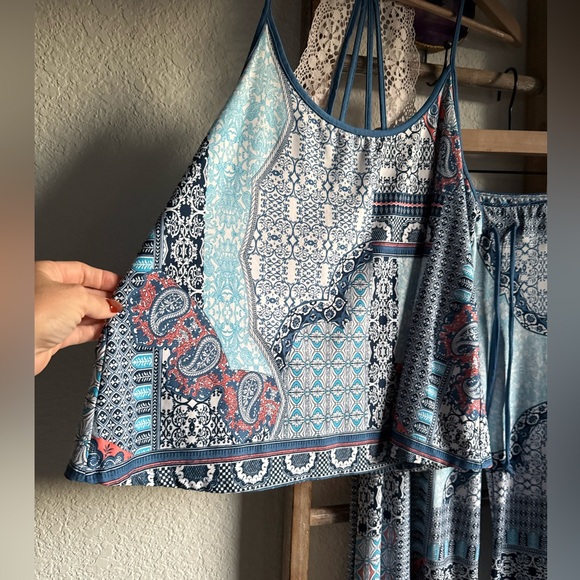 In Bloom by Jonquil Paisley Print Lace Cami & Wide Leg Pajama Set Sz: Med - Picture 4 of 14